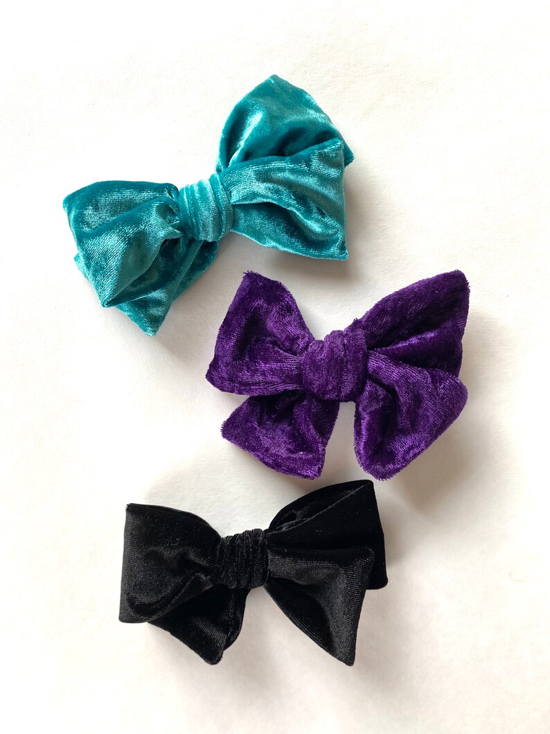 LARGE Velvet Hair Clips Set of 3 Multiple Colors Velvet Bow Etsy
