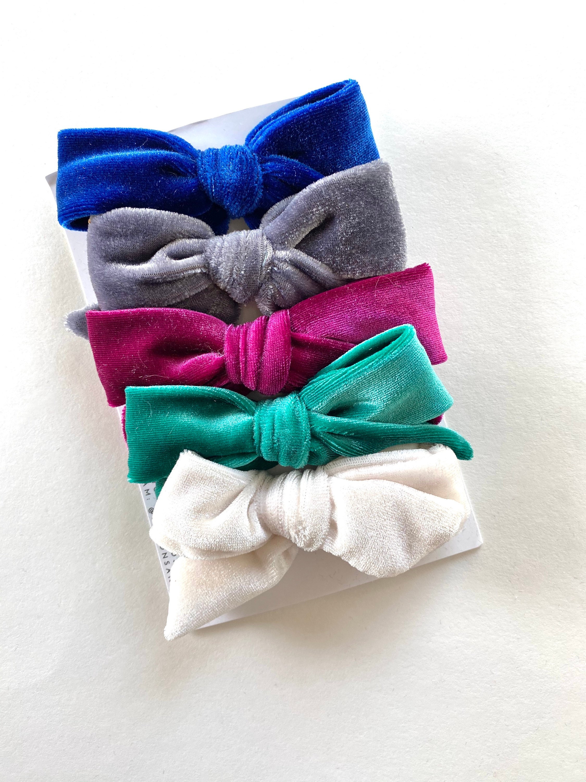 Mini Velvet Hair Clips Set of Five Multiple Colors Velvet Bow Etsy UK