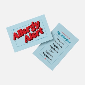 Custom Allergy Alert Card | Editable Food Allergen Warning | Restaurant Allergy Card | DIY Food Safety Template | EPS File