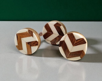 Geometric Herringbone Cabinet Knob | Unique Handcrafted Chevron Drawer Pull