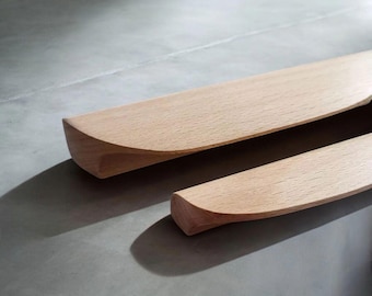 Natural Beech Drawer Handle | Hand Crafted Profiled Light Wood Cupboard Handle