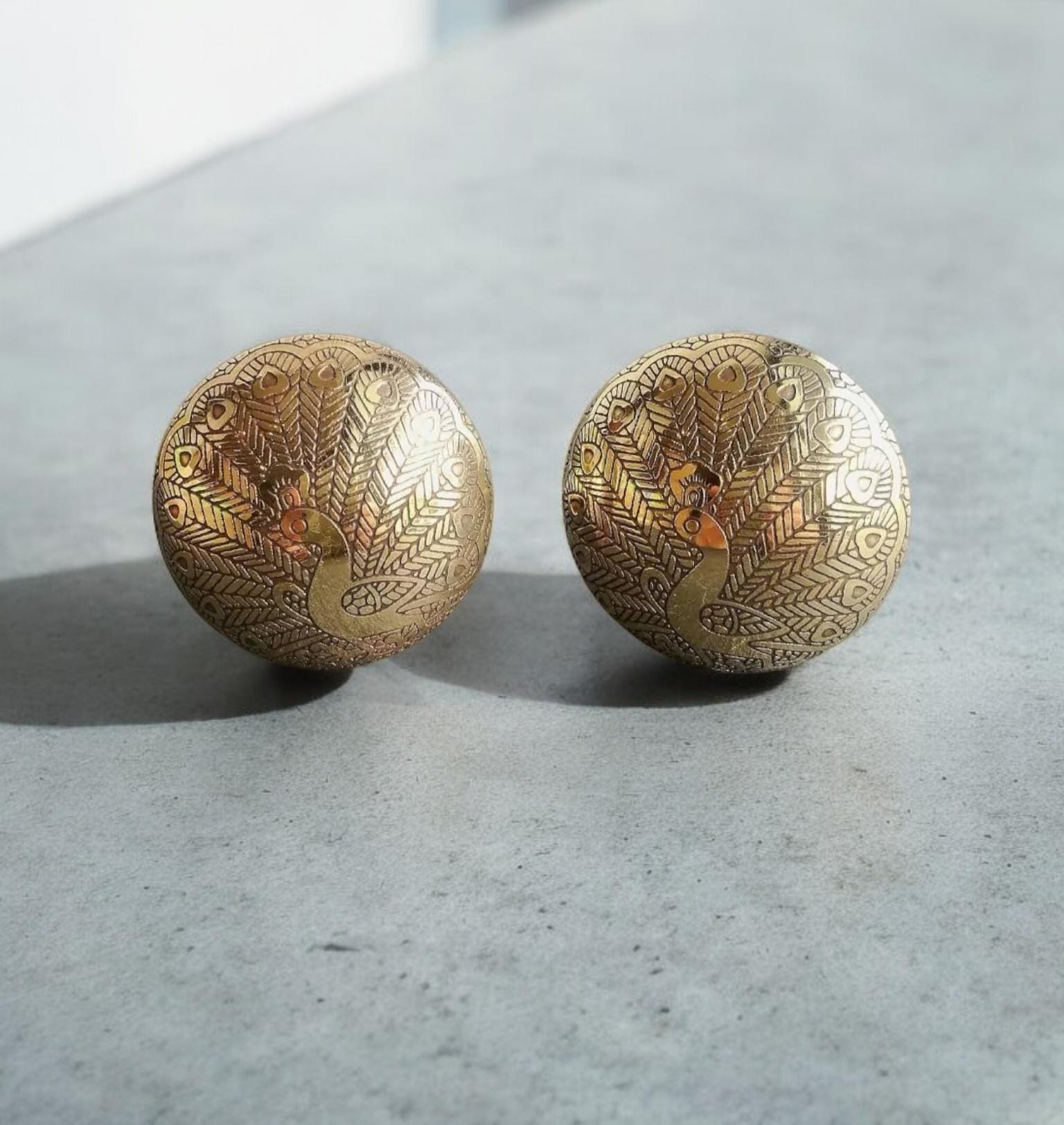 Decorative Brass Peacock Cabinet Knob | Luxurious Golden Brass Drawer Pull