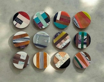 Vibrant Colorful Block Cabinet Knob | Geometric Artistic Drawer Pull