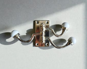 Chrome Triple Coat Hook | Silver & White Ceramic Wall Mounted Hanger