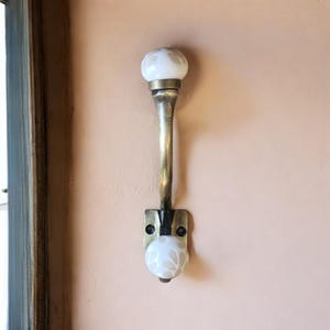 Etched Ceramic & Antique Bronze Hook | Black, White and Cream Decorative Coat Hooks