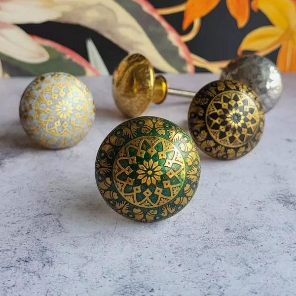 Decorative Brass Lotus Flower Cabinet Knob | Unique Golden Brass Drawer Pull