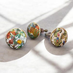 Jungle Themed Cabinet Knob | Vibrant Colorful Ceramic Drawer Pull