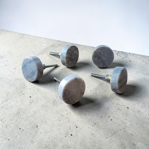 Marbled Grey Stone Cabinet Knob | Handcrafted Natural Grey Drawer Pull