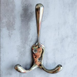 Chrome Triple Coat Hook | Vintage Style 3 Way Metal Hanger