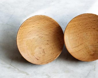 Natural Beech Wood Drawer Pull | Handcrafted Light Wood Concave Cabinet Knob