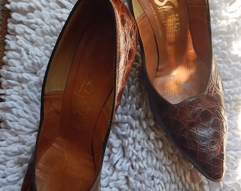 Vintage Alligator Heels/ Smith's Shoe Store/ Johansen/ 7 1/2