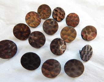15 Vintage Buttons/ Textured/ Iridescent/ 1920-30/ Shanks