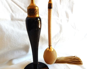 Signed DeVilbiss Atomizer/ Art Deco/ Black-Gold/ Glass Dauber