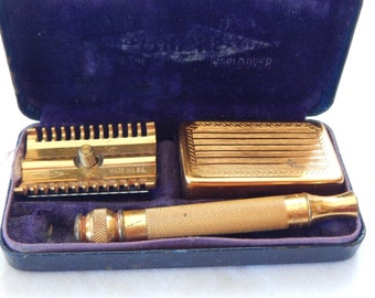 Vintage Gillette Travel Set in Original Box/ Vintage Razors/ 3Pcs.