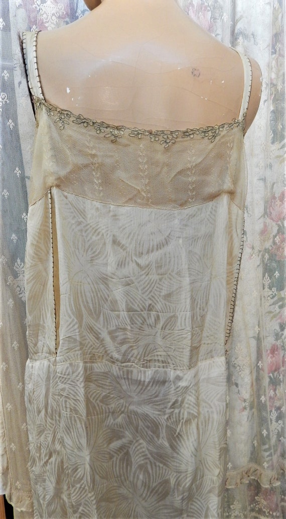 1920's Silk Slip/ Lace Bodice/ Bronze Metallic Th… - image 3