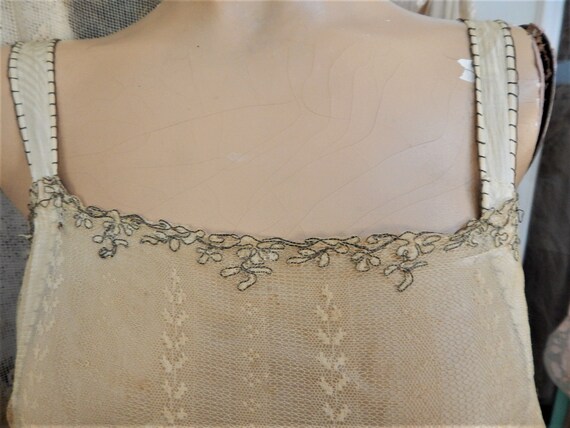 1920's Silk Slip/ Lace Bodice/ Bronze Metallic Th… - image 6