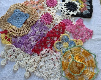 Assorted Vintage Crocheted Trims & Mini Doilies