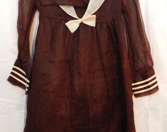 Rare Youngland Child's Dress designed by Suzanne Godart/ size 12/ Brown Organza