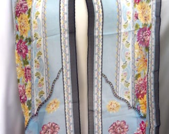 1990's Diane Von Furstenberg Floral Scarf/ 11"x60"/ Silk Scarves