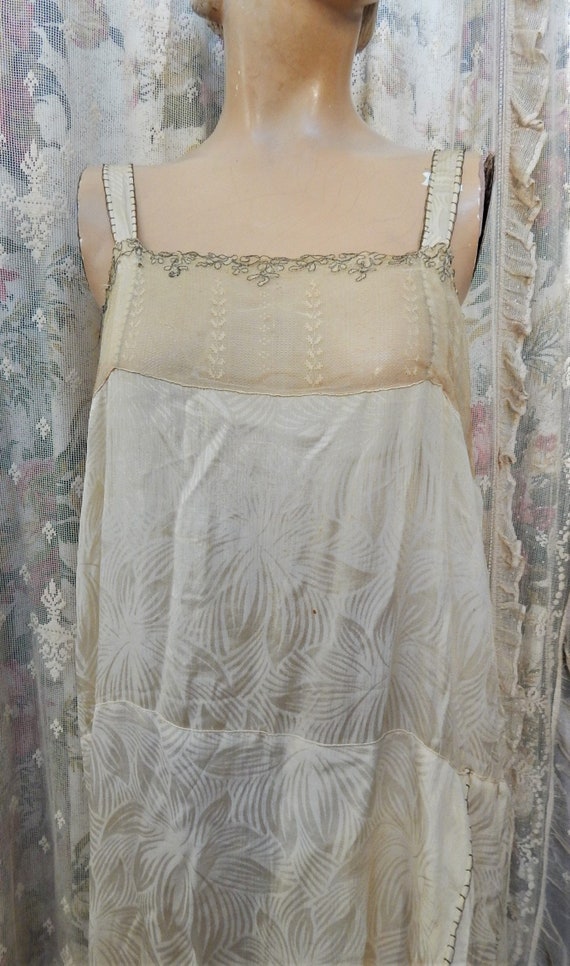 1920's Silk Slip/ Lace Bodice/ Bronze Metallic Th… - image 2