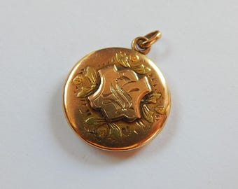 10K Edwardian Round Locket/ Dated 12-25-19/ Engraved Front /Jump Ring