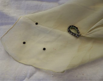 Bufanda vintage inusual con orificio para el dedo, tachonada con diamantes de imitación, 30 x 30 cm, década de 1940 aproximadamente. EN OFERTA
