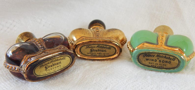 3 Petits Flacons Anciens Parfums Wind Song, Stadivari, Prince Matchabelli - Vides, Vintage