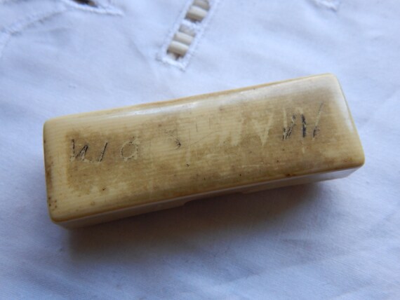 Early Celluloid or French Ivory Stickpin Box - image 2