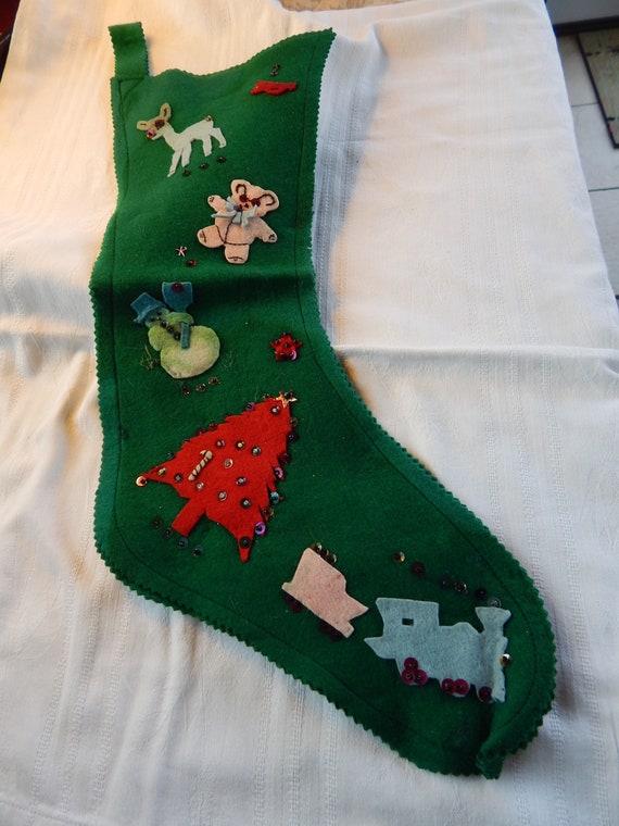 1940's Handmade Christmas Stocking Vintage Christmas Etsy
