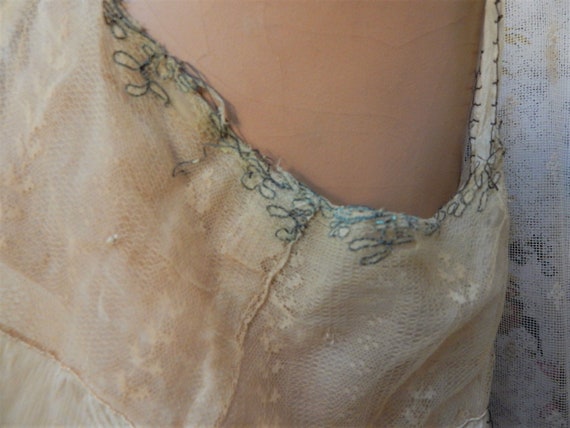1920's Silk Slip/ Lace Bodice/ Bronze Metallic Th… - image 8