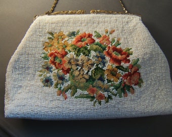 Charming Needlepoint and Seed Beaded Handbag