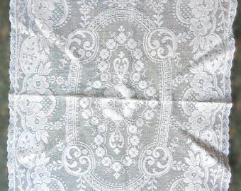 Ecru Lace Vintage Table Scarf/ Large Lace Doily/ 14" x 22"