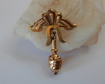 1880's Gold Plated Brooch / C-Clasp / Rolled Gold / Victorian Brooches / Vintage Jewelry