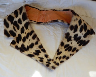 Vintage Leopard Skin Print Collar/ Satin Lined/ Notched Collar/ Ladies Vintage Collars