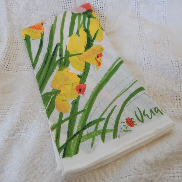 Vera Neumann 1960's Spring Napkin/ Daffodils/ 16x16