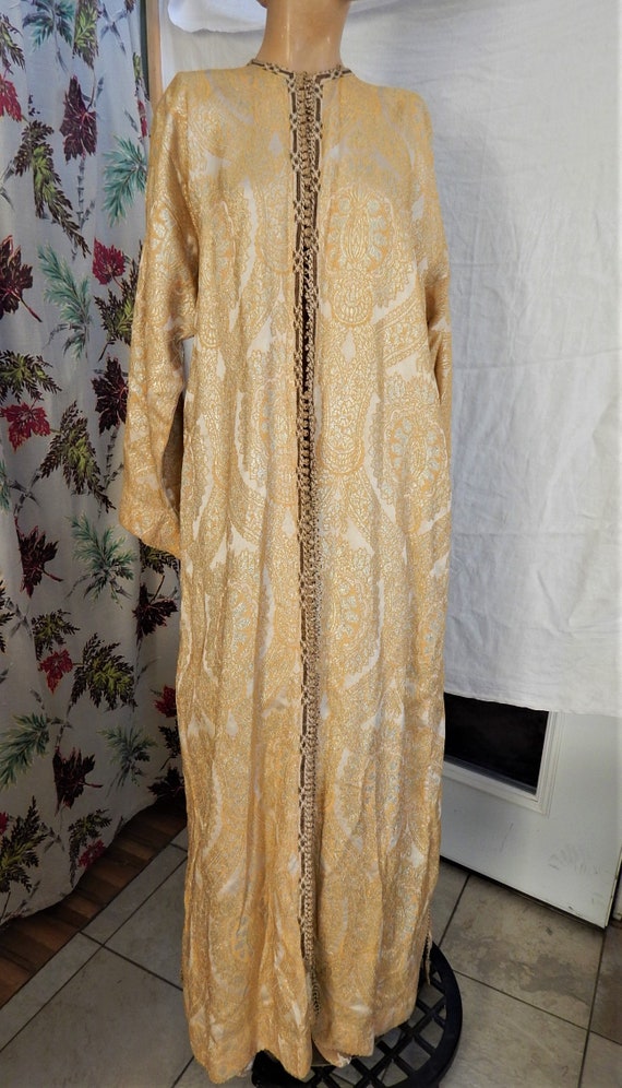 1920's Vintage Moroccan Robe/ 100% Silk / Metallic