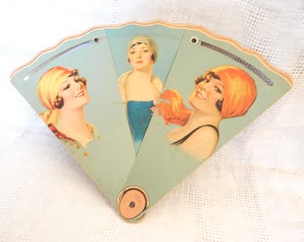 1920's Advertising Hand Fan/ Foldable/ 20's Models
