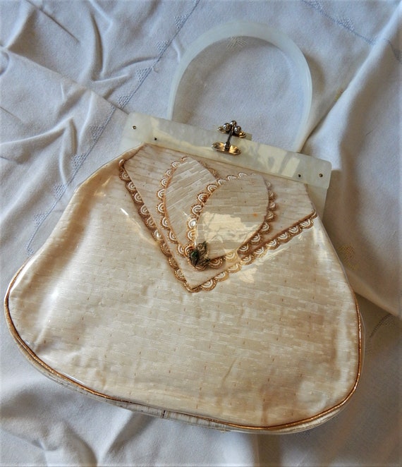 1950's Florida Handbag of Miami / White Lucite Ha… - image 1