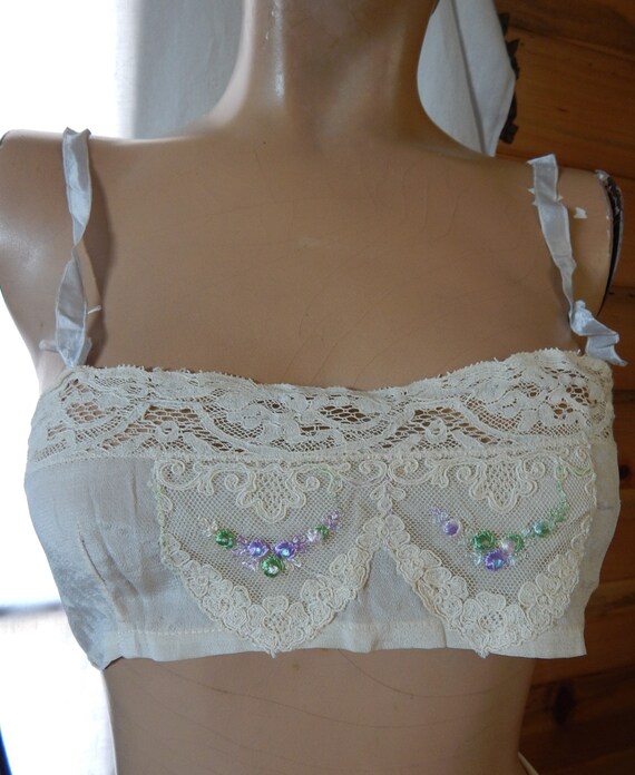 1920's Silk Brassiere or Bandeaux/ Candlelight Pon