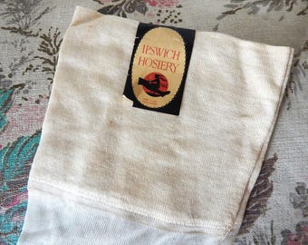 Flapper Era Ipswich Hosiery/ Witch Logo/ Two Tone Ivory & Black/ Rare with Label