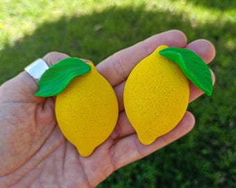 Pendientes arcilla polimérica limones