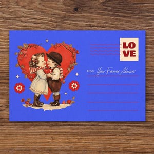 Carte postale romantique pour la Saint-Valentin : un design mignon pour l'être cher | Carte de voeux sincère pour des notes d'amour