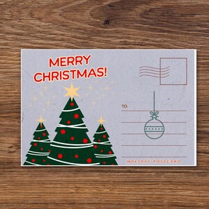 Diseño de postal navideña con árbol de Navidad de estilo vintage