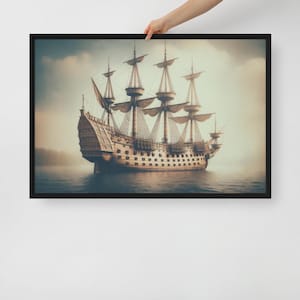 Majestic Tall Ship Framed Canvas Print | Nautical Wall Art | Vintage Sailing Ship Decor | Pirate Ship Art | Gift for Ocean Lovers