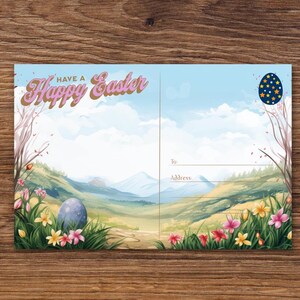 Cartolina di Buona Pasqua – Design primaverile colorato e festoso per amici e familiari / Perfetto per auguri e benedizioni pasquali