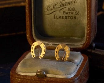 Victorian 15ct (marked) Gold Horseshoe Earrings, Circa 1880s