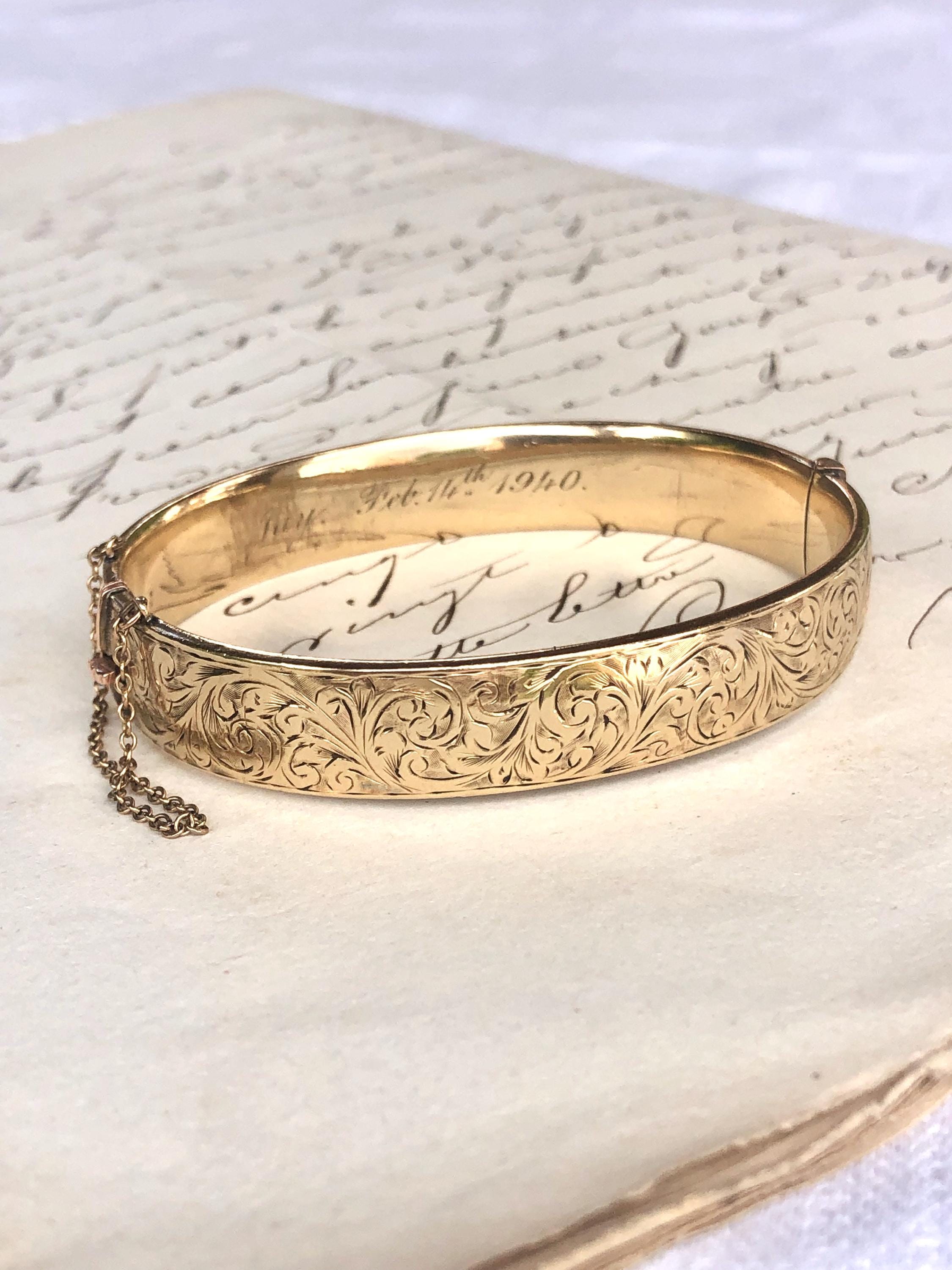 ヴィンテージバングル18ゴールドK18スパイラルデコレーションオニキス ヴィンテージバングル18ゴールドK18スパイラルデコレーションオニキス