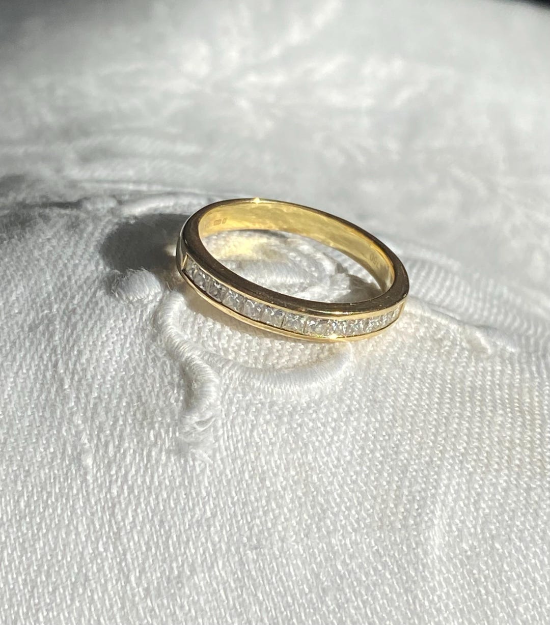 Princess Cut Diamond Half Eternity Ring in 18ct Yellow Gold - Etsy