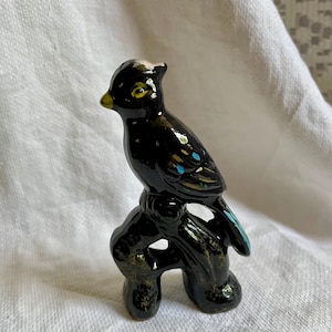 Vintage Hand-Painted Ceramic Bird Figurine – Folk Art Style Glazed Terra Cotta, 4” Tall