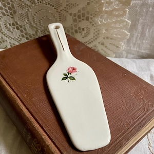 Vintage Ceramic Cake Server: Rose Motif, Cottagecore Kitchen Decor